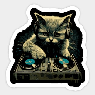 Cat DJ - Blue Kitty - DJ Cat - Deadmau5 - Deadmouse Sticker